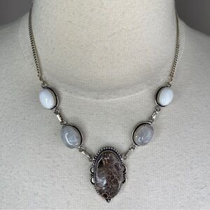 Turritella Fossil Agate Pendant Necklace
